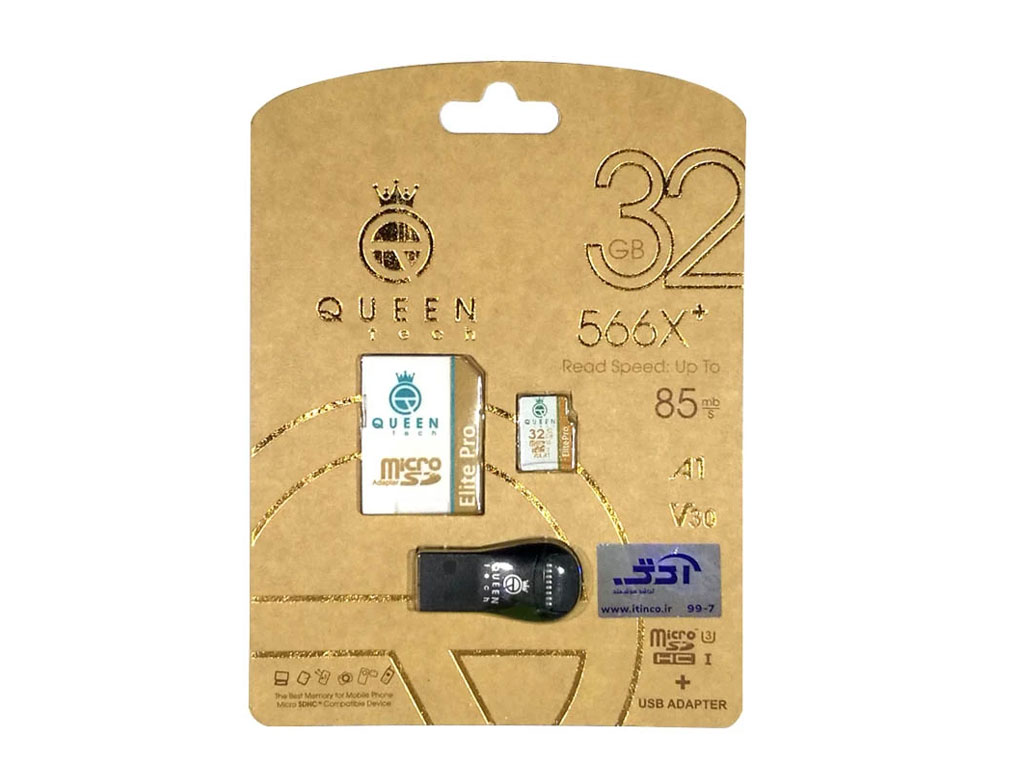 کارت حافظه microSDHC کوئین تک مدل +Elite pro 566X کلاس 10 استاندارد UHS-I U3 سرعت 85MBps ظرفیت 32 گی
