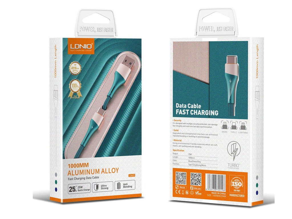 کابل تبدیل USB به USB-C الدینیو مدل LS631 طول 1 متر