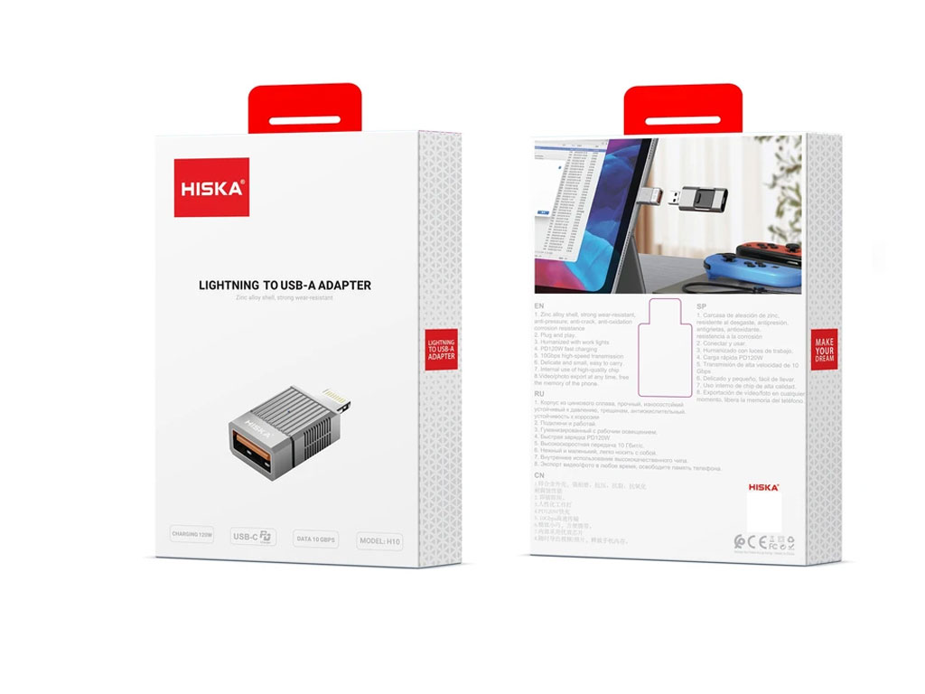 مبدل OTG لایتنینگ به USB-A هیسکا مدل HISKA H10