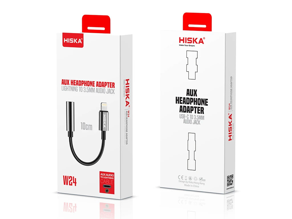 کابل تبدیل لایتنینگ به AUX هیسکا مدل W24 طول ۰.۱ متر